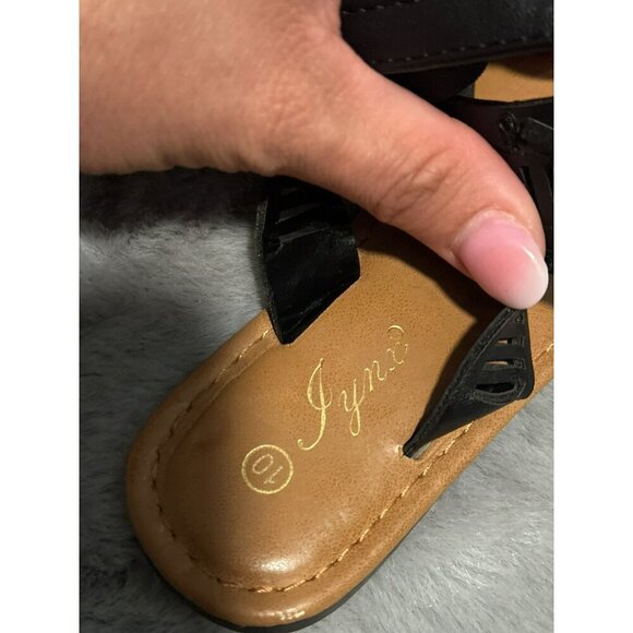 Jynx Toddler Girl 10 Black Tan Ankle Gladiator Buckle Sandals - Picture 6 of 9